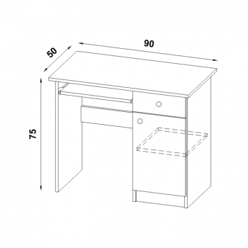 Biurko z półką 90x50 rysunek