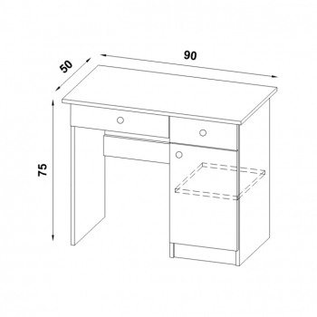 Biurko z szufladą 90x50 rysunek