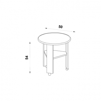 Stolik  50 z kółkami rysunek