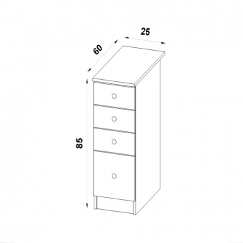 Szafka 25 z szufladami 3+1  rysunek