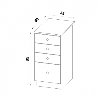 Szafka 35 z szufladami 3+1  rysunek