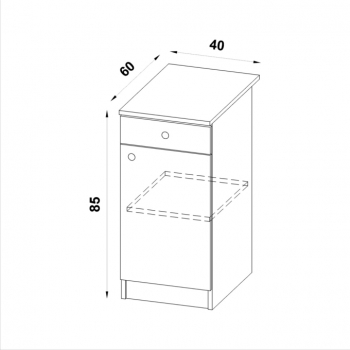 Szafka 40 z szufladą - rysunek