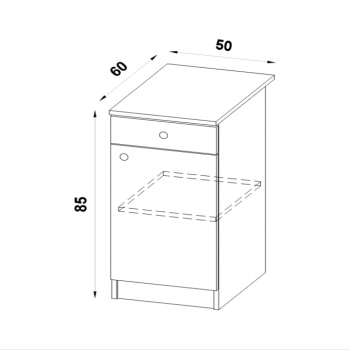 Szafka 50 z szufladą rysunek