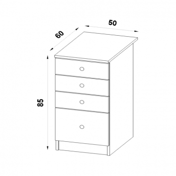 Szafka 50 z szufladami 3+1  rysunek