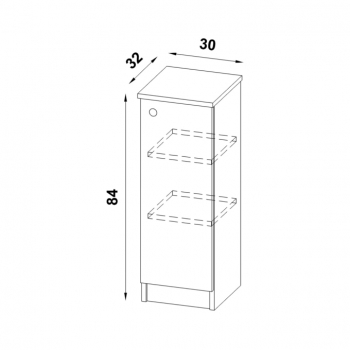 Szafka na buty z 1 drzwiami rysunek